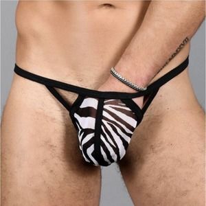 Mens Andrew Christian Sheer Mesh Zebra Triangle Y-Back Thong - Small
